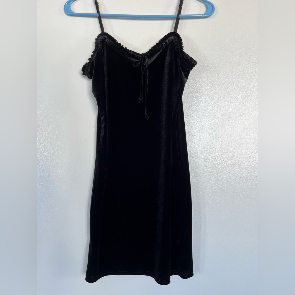 Urban Outfitters Velvet Ruffle Trim Mini Dress